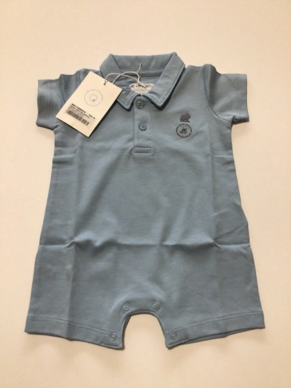 babycottons NWT Blue Luxury Pima Cotton Polo Romper Size 3 Months